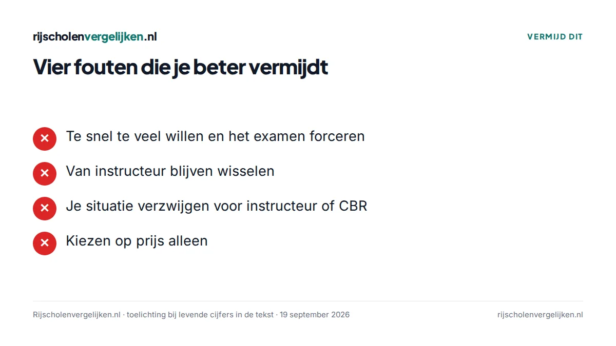 Checklist met vier veelgemaakte fouten bij rijles met bijzondere begeleiding