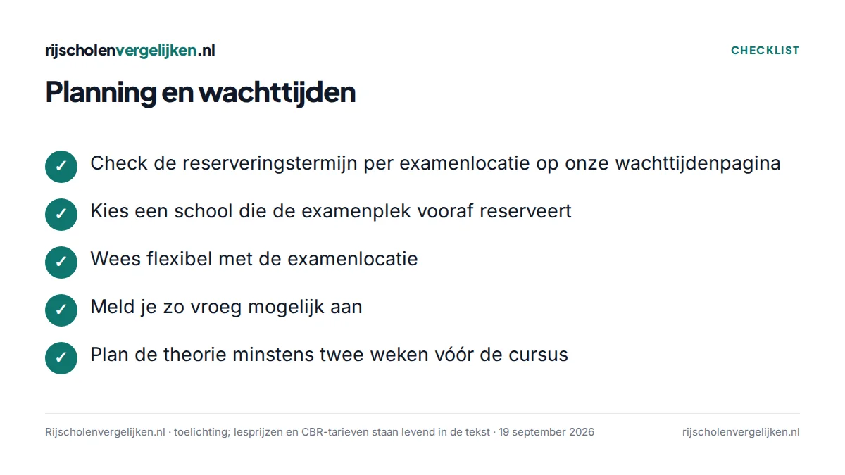 Checklist met vijf planningstips voor een spoedcursus
