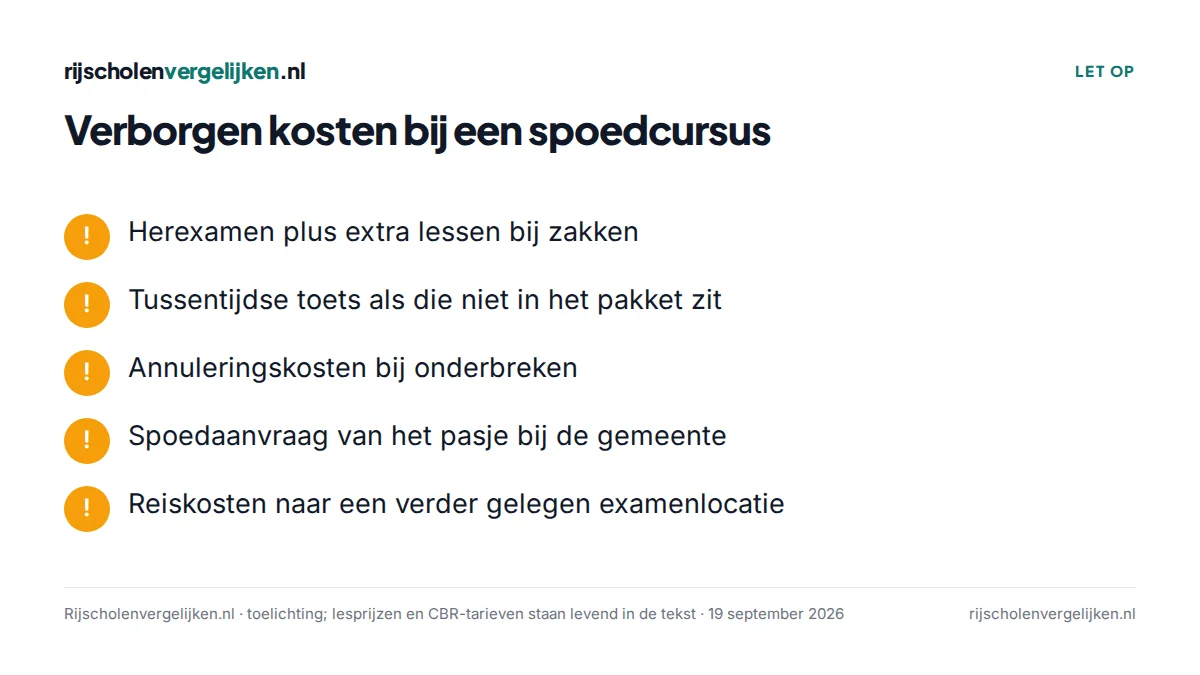 Checklist met vijf verborgen kosten bij een spoedcursus